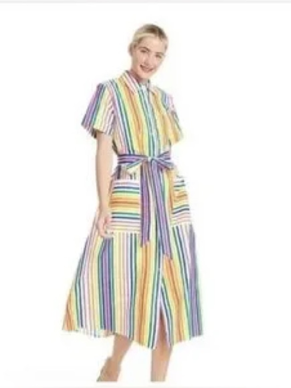 Christopher John Rogers Rainbow Striped Cotton Dress